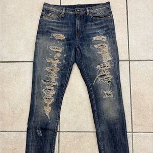 R13 Slouch Skinny Jeans Dark Blue Vintage Wash Size 28